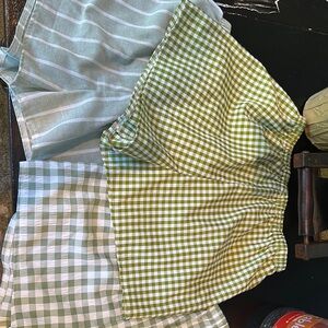 Green and White Gingham Shorts Set of 3